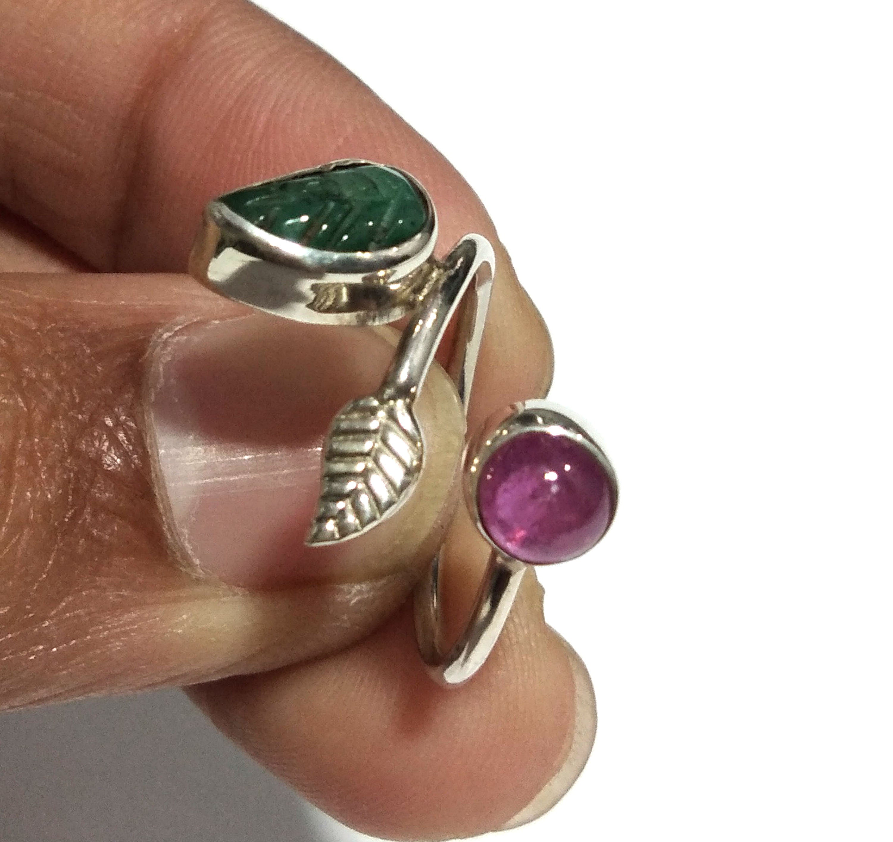 Emerald/Ruby Stone Ring, 925 Solid Starling Silver Ring, Stone Size 9x5 mm to 5x5 mm Emerald/Red Ruby Stone Gift New Year Ring, Wedding Ring
